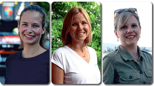 Michaela Tress (links) engagiert sich für die Allensbacher Feuerwehr, Katsia Maier (Mitte) setzt sich fürs Kinderballett des ...