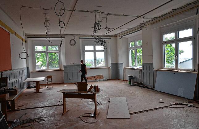 Hier wird noch fleißig gearbeitet: das neue Büro der Schulleitung.