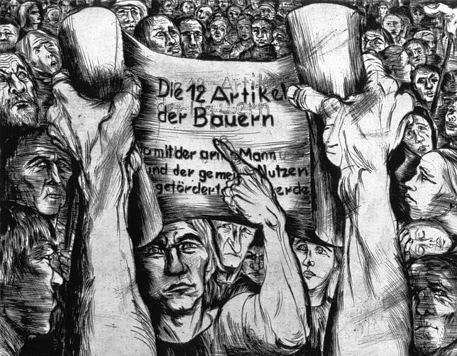 Mehrfach – so in Stühlingen und in Memmingen – formulierten die Bauern ihre Forderungen nach mehr Gerechtigkeit und Minderung von Lasten ...