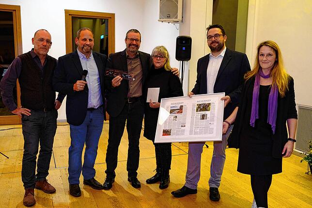 Andreas Gerber (dritter von links) mit seinen langjährigen Bad Säckinger Kollegen (von links) Markus Vonberg, Justus Obermeyer, Yvonne ...