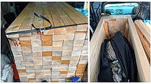 Was auf den ersten Blick aussieht, wie ein massiver Holzstapel entpuppt sich auf den zweiten Blick als Versteck für Drogen.