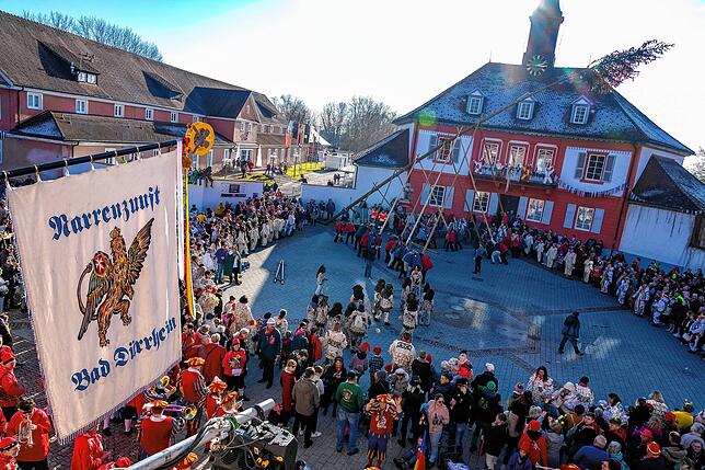 Bild 7: So wird der Narrenbaum am Samstag beim Narrentreffen in Bad Dürrheim aufgestellt!