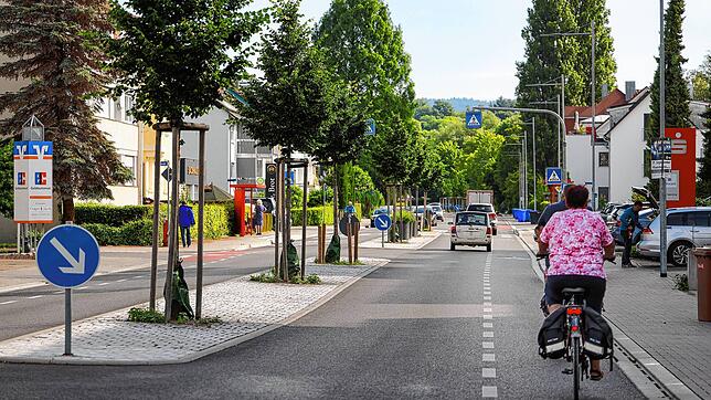 Die Diskussion über die Verkehrsführung in der Konstanzer Straße geht weiter: Passt da noch ein Auto zwischen der Insel in der Mitte und ...