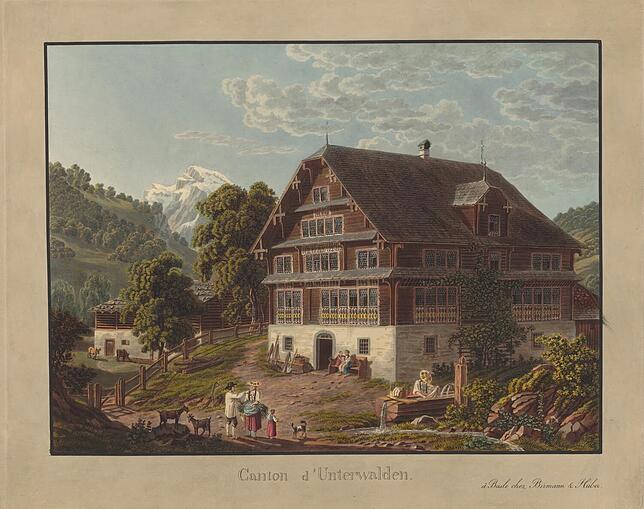 Dieses Haus steht in Unterwalden (um 1812-1823).