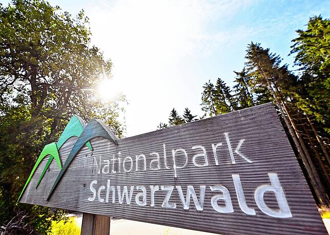 Ein Hinweisschild mit der Aufschrift „Nationalpark Schwarzwald“, aufgenommen in Seebach.