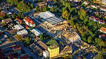 Die Baustelle von Aldi und ZG an der Meßkircher Straße Anfang Oktober 2020.