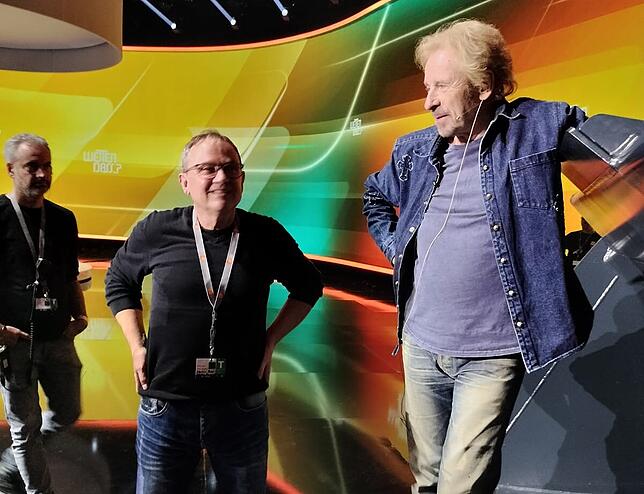 Markus Bohl und Kultmoderator Thomas Gottschalk im Vorfeld der Sendung.