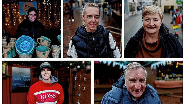 Besucher und Standbetreiber äußern sich zum neuen Adventsmarkt in Schwenningen: (von links im Uhrzeigersinn): Laura Scherer, Simone ...