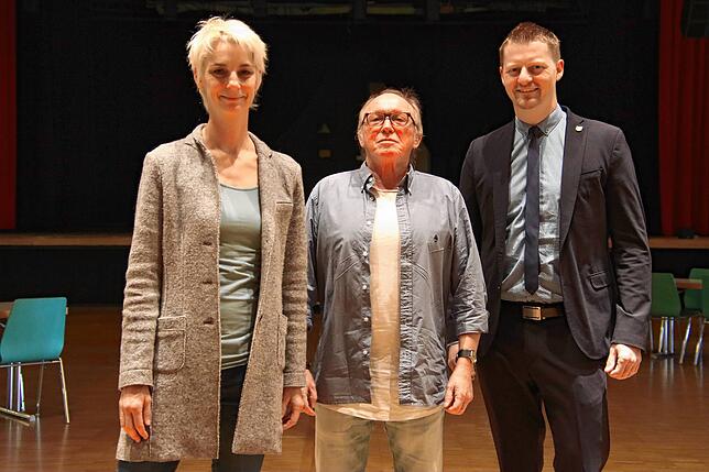 Freuen sich auf das Festival im Herbst: Milchwerk-Leiterin Tanja Adamski, Veranstalter Wolfgang Frey und Oberbürgermeister Simon Gröger, ...