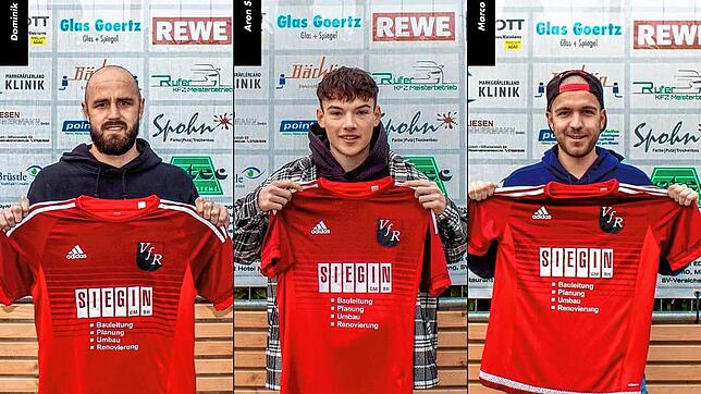 Trio im Rebland: Der VfR Bad Bellingen meldet zur neuen Saison die Zugänge (von links) Dominik Schäuble (TuS Kl. Wiesental), Aron ...