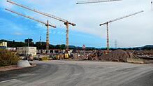 Die Baustelle des Zentralklinikums Lörrach am 25. September 2021. Hier hatten sich drei Bauarbeiter mit Corona infiziert.