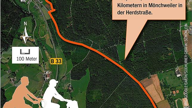 Bild : Der neue Radweg von Mönchweiler nach Peterzell kommt &ndash; doch die Streckenführung entlang der B&nbsp;33 gefällt nicht allen