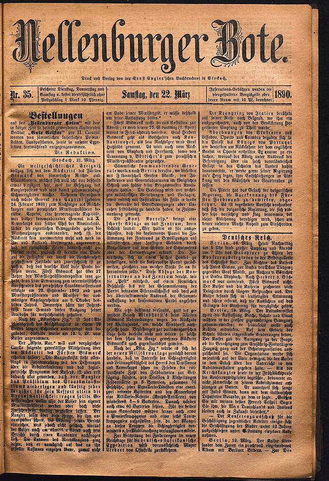 Bild 10: So sahen Zeitungsseiten im Jahr 1921 und den Jahrzehnten davor aus