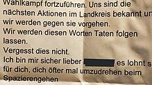 Dieser Drohbrief ist bei einem Mann im Kreis Rottweil eingegangen.