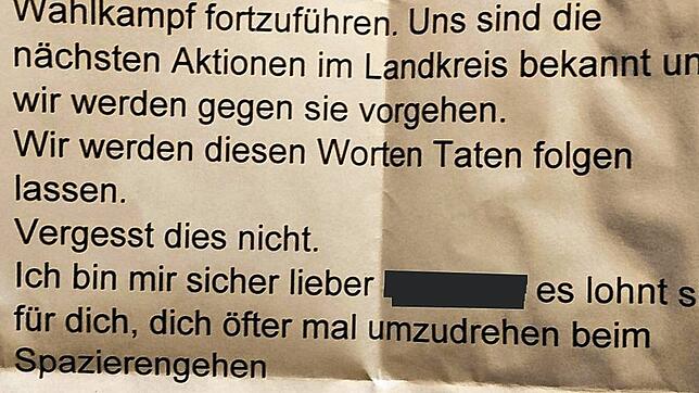 Dieser Drohbrief ist bei einem Mann im Kreis Rottweil eingegangen.