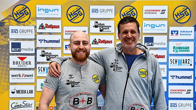 Das neue Trainerteam bei den Drittliga-Handballern der HSG Konstanz ab der Saison 2024/25: Cheftrainer wird Vitor Baricelli (links), als ...