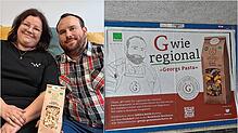 Georg Schönberger hat mit seiner Lebensgefährtin Hannah Müller Georgs Genussmanufaktur gegründet. Mit Plakaten, wie hier rechts an der ...