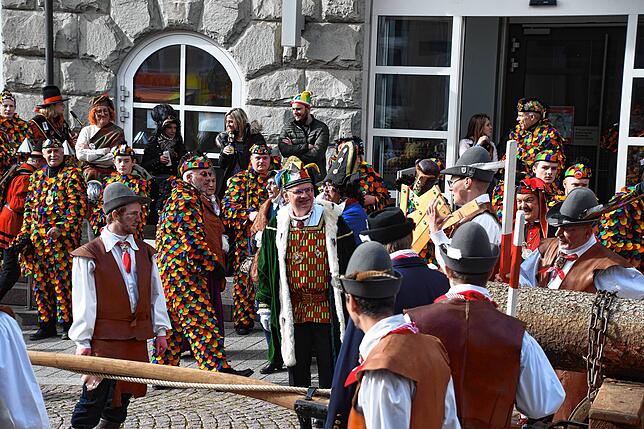 Bild 41: Bilder vom Narrenbaum-Umzug in Stockach mit Schaulustigen