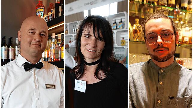 Verstehen ihr Handwerk als Barkeeper (von links): Erim Türkmen von der Friedrichs Bar im Hotel 47 Grad, Heike Stehle von der Wunderbar ...