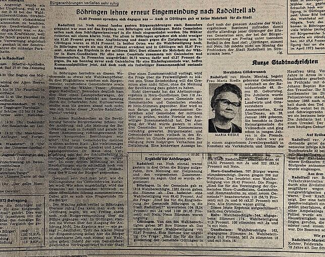 Böhringen wehrte sich ebenso wie andere Ortsteile zunächst gegen die Eingemeindung – das beweist ein SÜDKURIER-Artikel vom 28. Januar 1974.