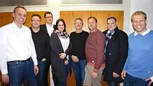 Der Vorstand der Stadtkapelle geht einstimmig wiedergewählt ins nächste Vereinsjahr. Von links: Vorsitzender Thomas Späth, Marc Burger, ...