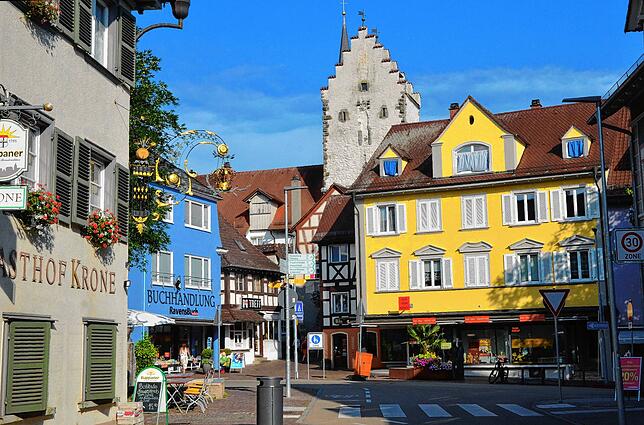 Blick von der Hauptstraße aufs Markdorfer Untertor.