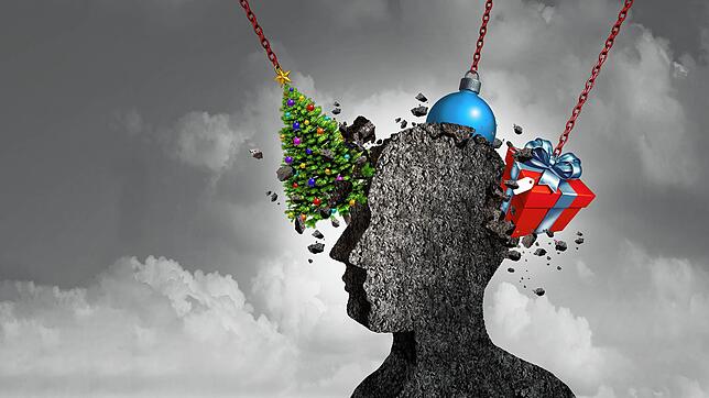 So fühlt sich mancher Depressiver: Der Kopf fühlst sich wie versteinert an, auch an Weihnachten.