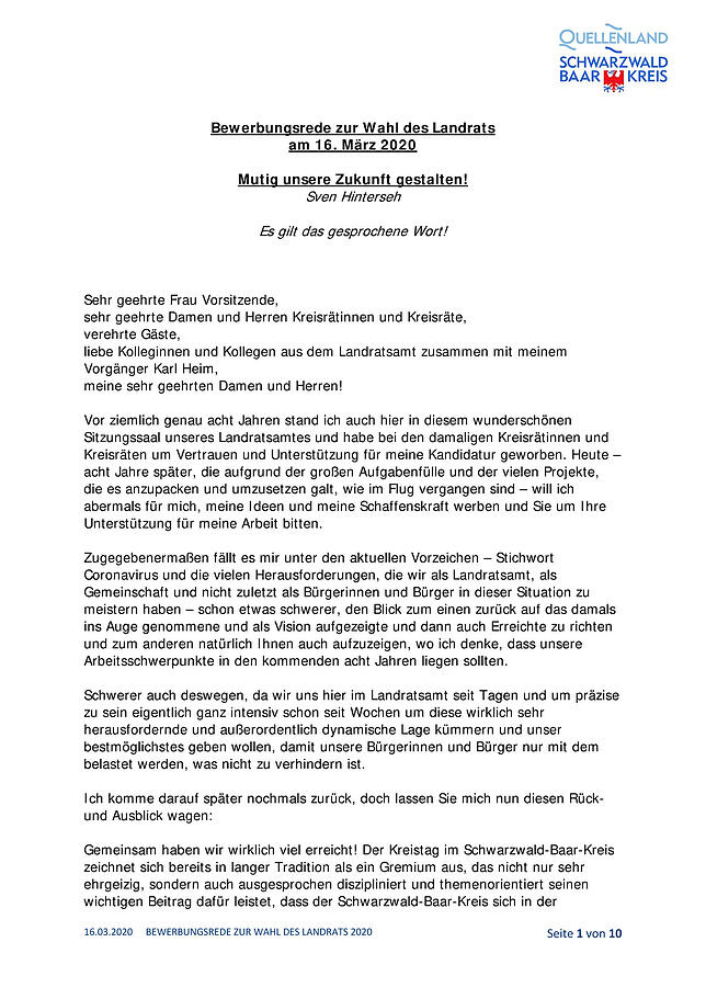 Bewerbungsrede von Sven Hinterseh Bewerbungsrede von Sven Hinterseh
