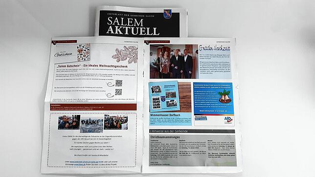 Ungewöhnliche Beiträge im redaktionellen Teil des Salemer Gemeindeblatts: Am 15. Dezember erschien eine Dankesanzeige von Bernhard ...