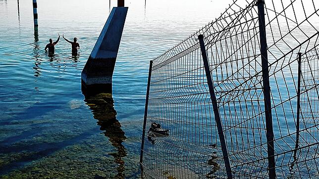 Bild : Morgens, halb 11, auf Klein-Venedig: Zwei Freundinnen schwimmen ohne Grenzen