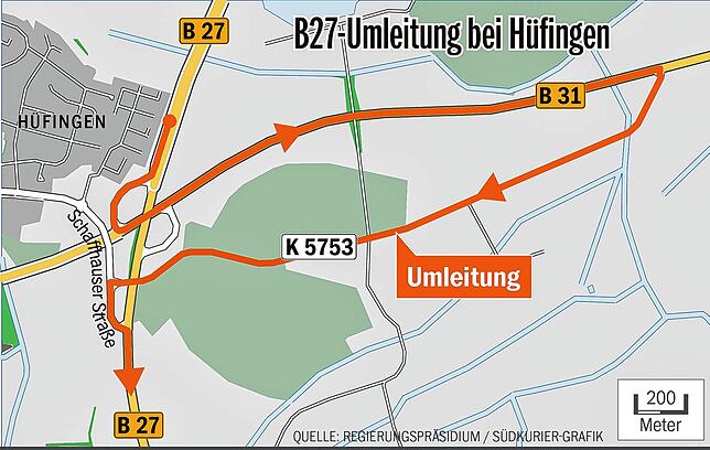 Bild 1: Umleitung auf B27: Vier Wochen Bauarbeiten