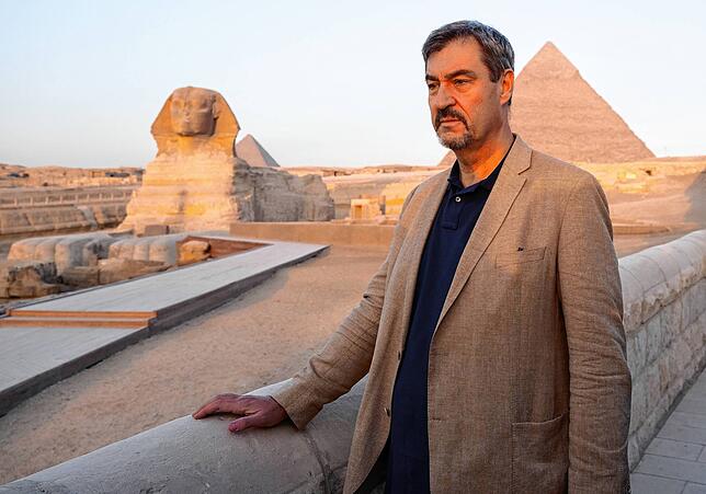 Auch die Sphinx-Statue stand auf Söders Besuch in Ägypten auf dem Programm.