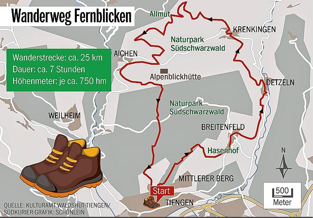 Der Wanderweg &bdquo;Fernblicken&ldquo; verbindet die Tiengener Ortsteile miteinander.