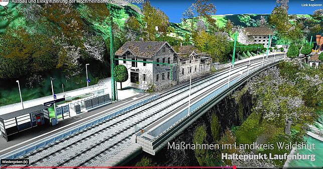 Die Visualisierung der Deutschen Bahn zeigt den Haltepunkt Laufenburg.