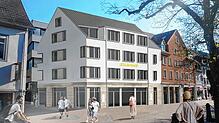 So soll das neue „Uehlin-Haus“ in Schopfheim einmal aussehen. Visualisierung: Wilhelm und Hovenbitzer Freie Architekten BDA