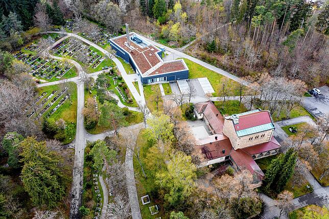 Das Krematorium in Schwenningen aus der Vogelperspektive. Bild: Hans-Jürgen Götz