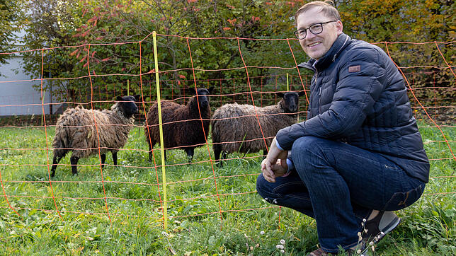 Norbert Münch, Simmler-Chef und Vorsitzender des Lauchringer Klimabeirats, freut sich über Rasenpflege – Ilona, Ilania und Ilonia freuen ...