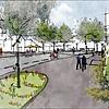 Eine Promenade in Fischbach &ndash; in einer neuen Ortsmitte soll rund um die Zeppelinstraße 300 ein lebendiger Kern entstehen.