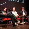 Auf dem Podium (von links): SÜDKURIER-Chefredakteur Stefan Lutz, Klara Krieg, Philip Häusser und Peter Keck.