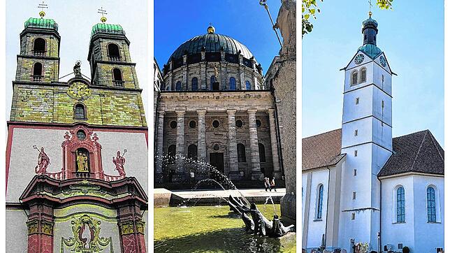 Das Fridolinsmünster in Bad Säckingen, der Dom St. Blasius in St. Blasien oder die Kirche St. Bartholomäus in Görwihl (von links). Eines ...