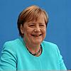 Bundeskanzlerin Angela Merkel (CDU) sitzt in die Bundespressekonferenz und stellt sich den Fragen der Hauptstadt-Journalisten. Es ist ...