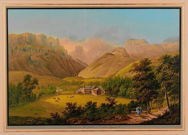 Johann Heinrich Bleuler: Ansicht von Weissbad in Appenzell, 1820. Hier war Carl Jakob Inauen mit einer Molkenkur für Gicht- und ...