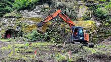 Am Fuß der Marienschlucht haben die Arbeiten für das Fundament des Treppenturms begonnen.