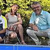 Oliver Gut, Vorsitzender der Minigolffreunde Waldshut, Sarah Böse, Präsidentin des Deutschen Cobigolfsport-Verbands, und ...