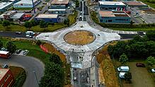 Große Fortschritte zu erkennen: So weit sind die Bauarbeiten am Kreisel im Gewerbegebiet Herdenen.