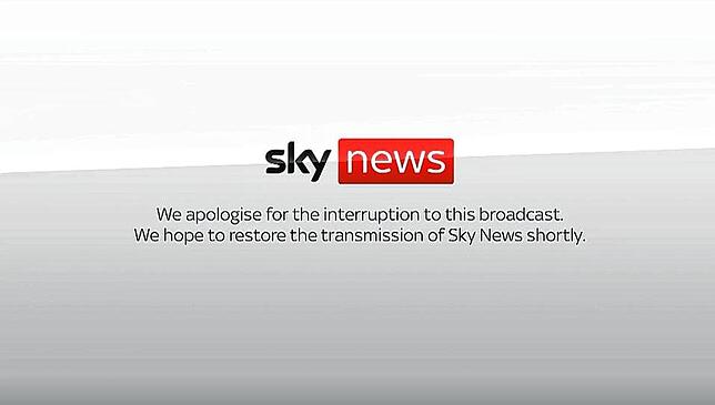 Ein Bildschirmfoto des Sky News-Kanals in Großbritannien. Auch der TV-Sender ist von der weltweiten IT-Störung betroffen. Am ...