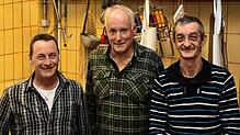 Horst Badran, Hartmut Neipp und Berthold Schwarz im Schlachthaus in Bonndorf-Gündelwangen. Bild: Wolfgang Scheu