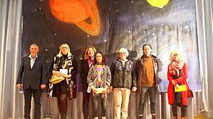 Die Preisträger mit dem Vorsitzenden des Fördervereins Johannes-Bernhard Mayer (von links) Nicole Glück, Lore Pfendler, Sandra ...
