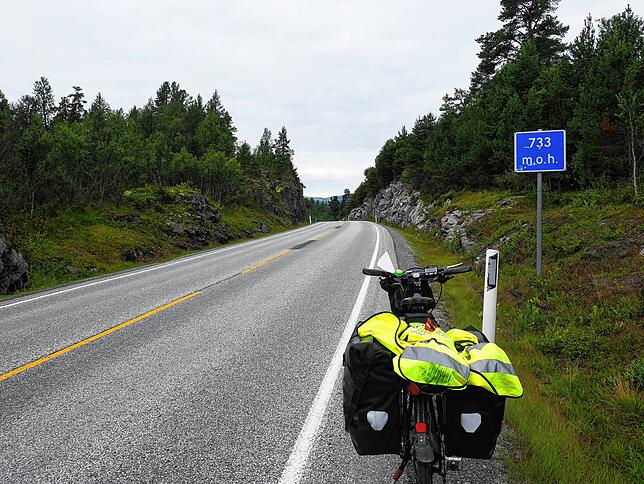 Zwischenstopp am höchsten Punkt von Anne Klenges Tour, nördlich von Tynset in Norwegen.