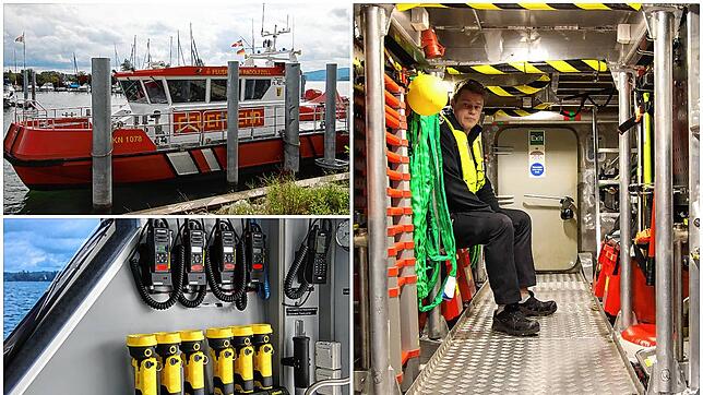 Das Feuerlöschboot des Ölwehrzugs ist mit allerlei Technik und vielen Ausrüstungsgegenständen ausgerüstet. Diese befinden sich zum ...